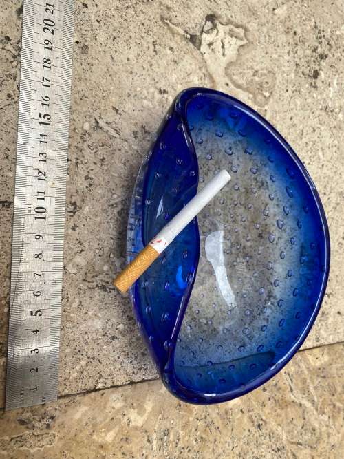 vintage blue Murano glass bubble ashtray