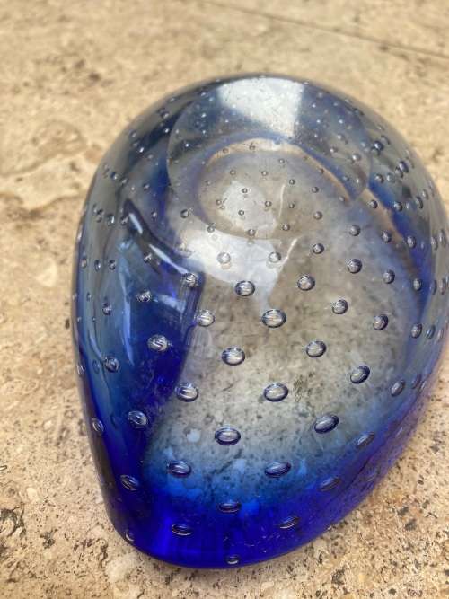 vintage blue Murano glass bubble ashtray