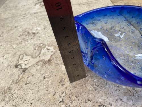 vintage blue Murano glass bubble ashtray