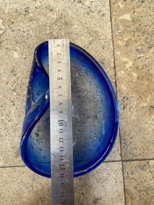 vintage blue Murano glass bubble ashtray
