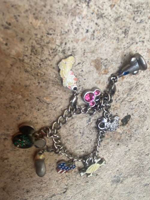 Disney Girls charm enamel bracelet with 9 removable charms