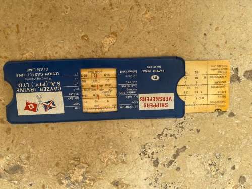vintage union castle conversion chart reserved for crew