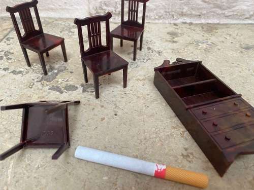 vintage doll house furniture 4 chairs and dresser J.P CO usa