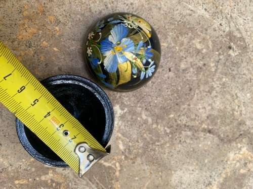 vintage hand painted trinket box wood round