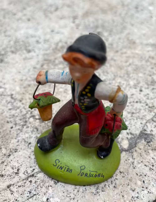 vintage ponco / penco boy girl ceramic figurine lot of 3 made in portugal