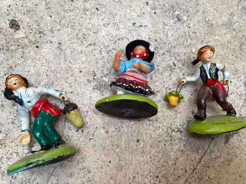 vintage ponco / penco boy girl ceramic figurine lot of 3 made in portugal
