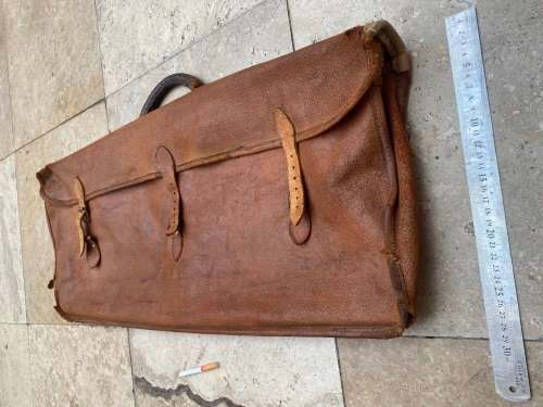 antique old italian leather bag ww1 period with signs of age