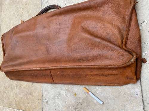 antique old italian leather bag ww1 period with signs of age