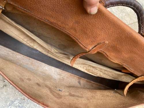 antique old italian leather bag ww1 period with signs of age