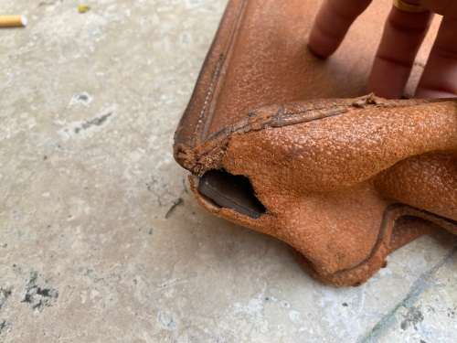 antique old italian leather bag ww1 period with signs of age