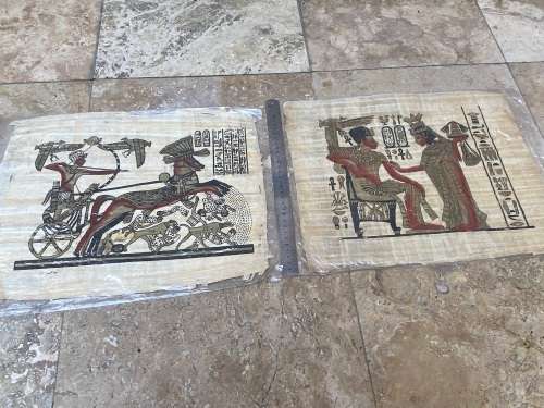 vintage papyrus print pair