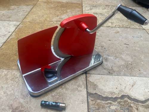 vintage retro Red Pineware bread slicer / meat slicer