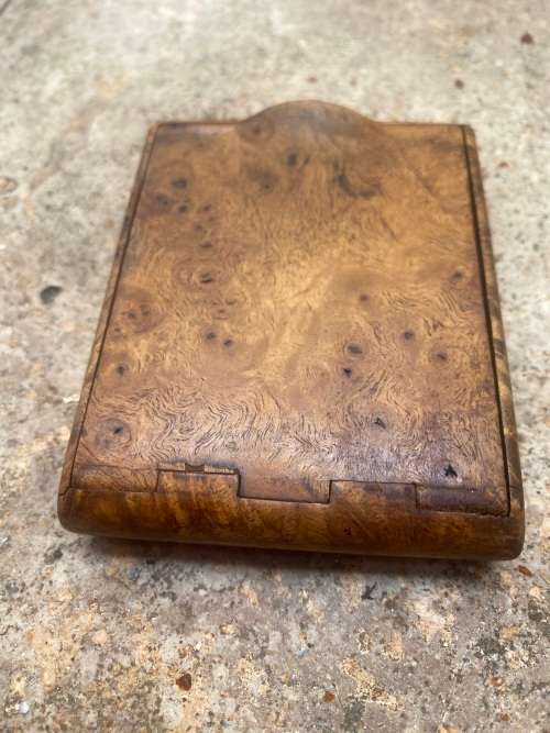 antique walnut burr cigarette case wood treen snuff box
