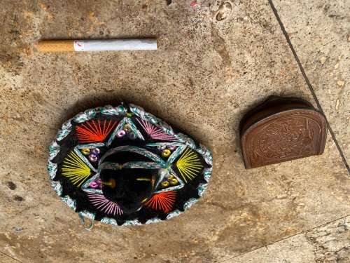 vintage Mexican coin purse and miniature sombrero Mexico