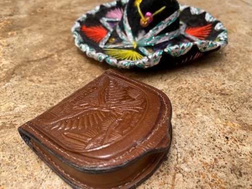 vintage Mexican coin purse and miniature sombrero Mexico