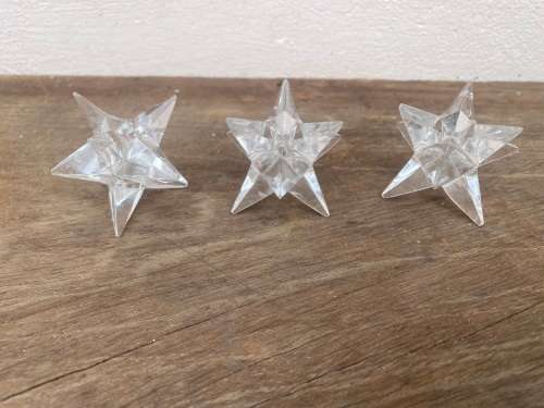 vintage set of Rosenthal crystal star candle stick holders 9 sided