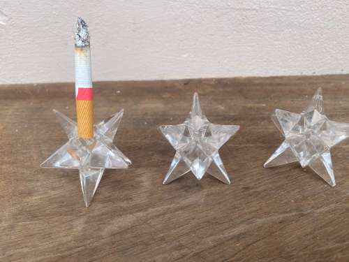 vintage set of Rosenthal crystal star candle stick holders 9 sided