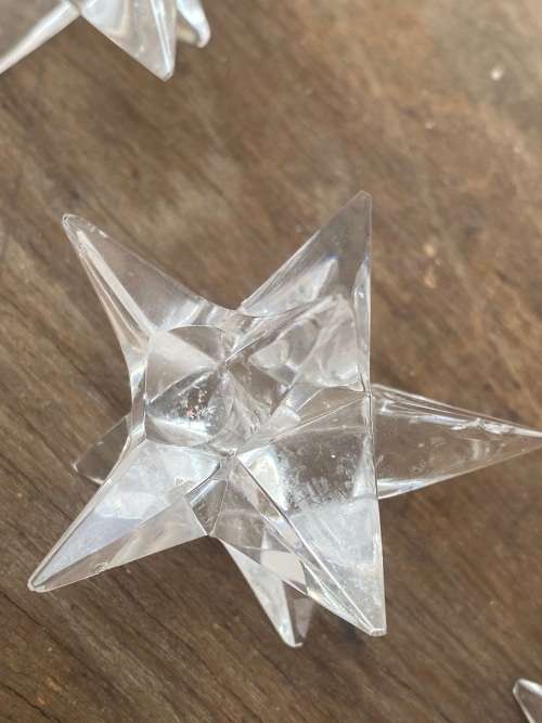 vintage set of Rosenthal crystal star candle stick holders 9 sided