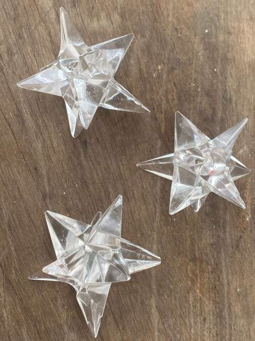 vintage set of Rosenthal crystal star candle stick holders 9 sided