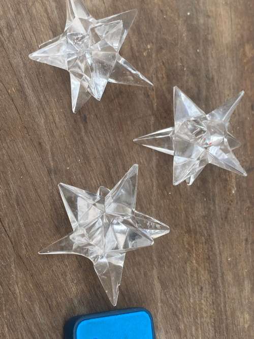 vintage set of Rosenthal crystal star candle stick holders 9 sided