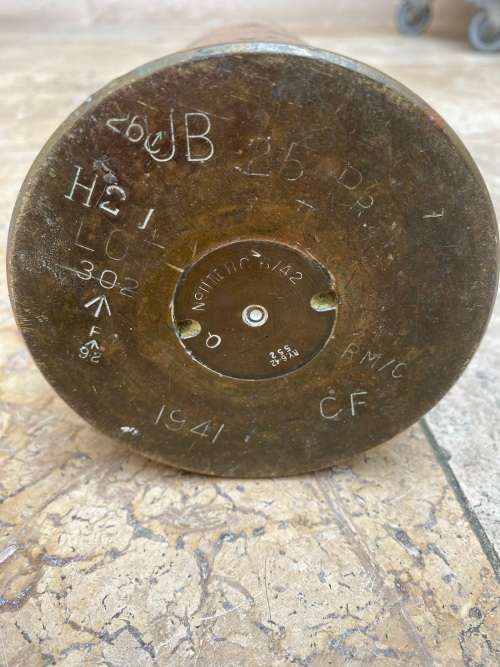 old  brass shell 1941 trench art for umbrella / walking stick