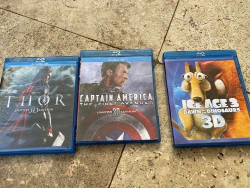 thor 3d captain america 3d ice age 3 3d blu ray lot
