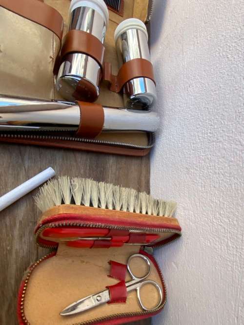 mens vintage grooming set labeled G C