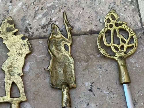 vintage stainless steel bbq kebab skewers Zodiac turkish people brass set of 6 turkey
