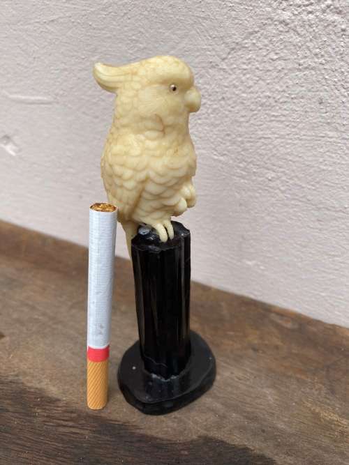 Vintage pvc parrot on Bakelite perch figure