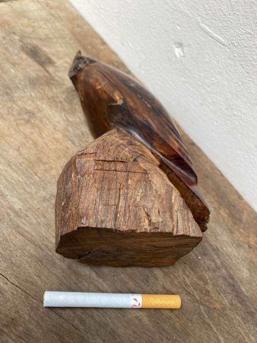 Vintage  hand carved ironwood wood horned owl figurine statue