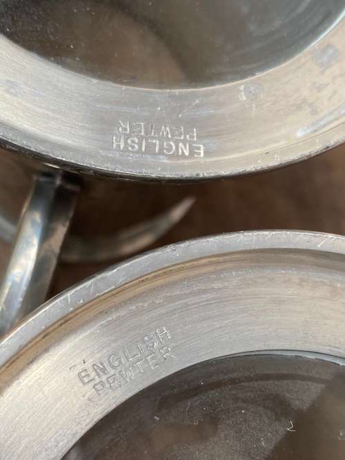 glass bottom English pewter tankard Pair tankards