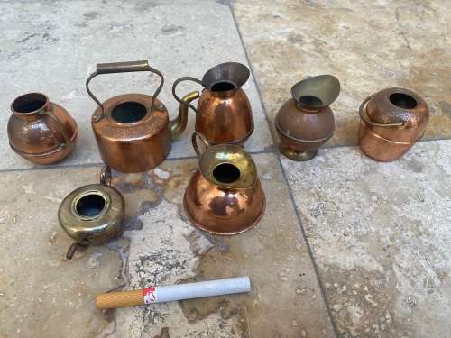 brass miniature , miniature brass lot dollhouse / printers tray lot