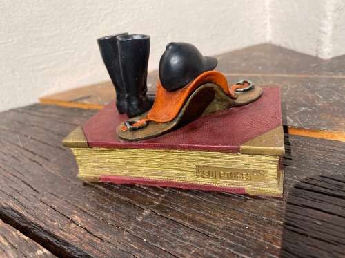 Vintage Horse rider theme book paperweight Sculptures UK equestrian journal vol 1