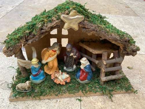 Vintage nativity set 8 piece ,  crèche de Noel