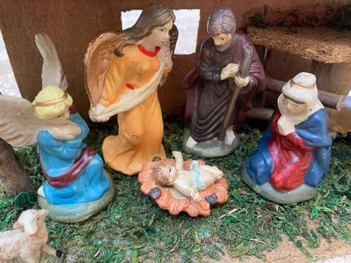 Vintage nativity set 8 piece ,  crèche de Noel