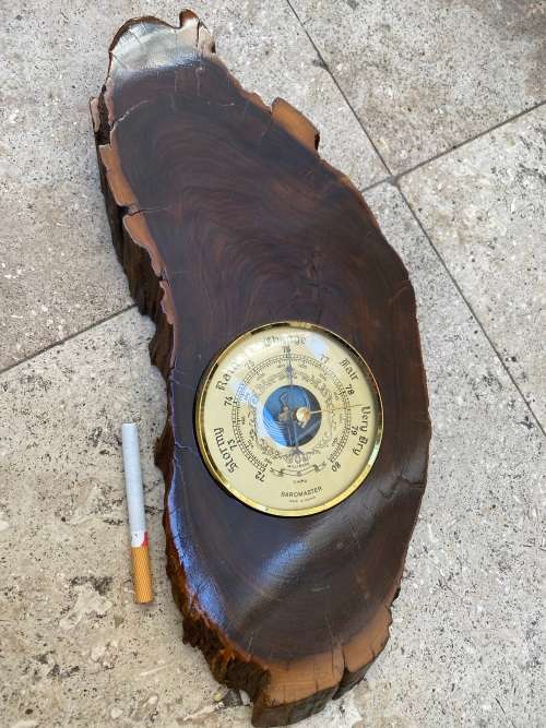 Vintage baromaster barometer wall hung on wood base
