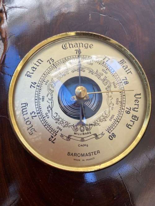 Vintage baromaster barometer wall hung on wood base