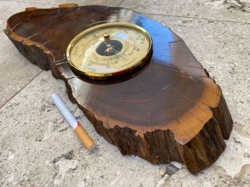Vintage baromaster barometer wall hung on wood base