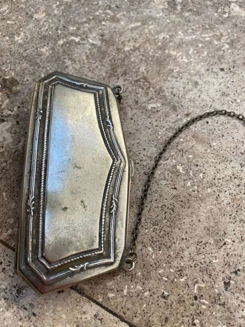 Antique etched silver plate coin purse