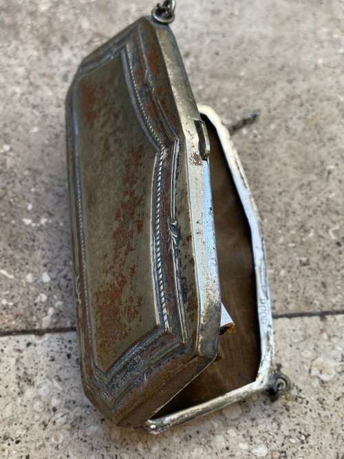 Antique etched silver plate coin purse