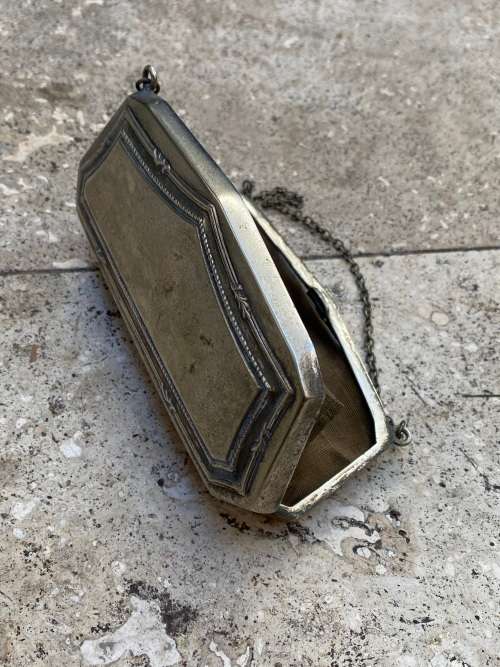Antique etched silver plate coin purse