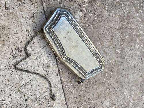 Antique etched silver plate coin purse