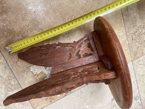 Vintage rosewood India small folding table stand sheesham inlaid detail
