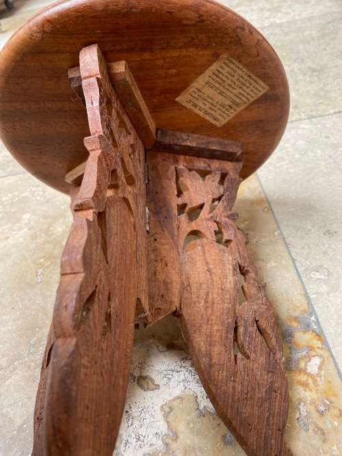 Vintage rosewood India small folding table stand sheesham inlaid detail