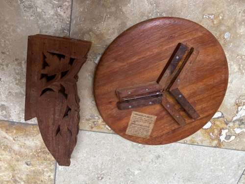 Vintage rosewood India small folding table stand sheesham inlaid detail