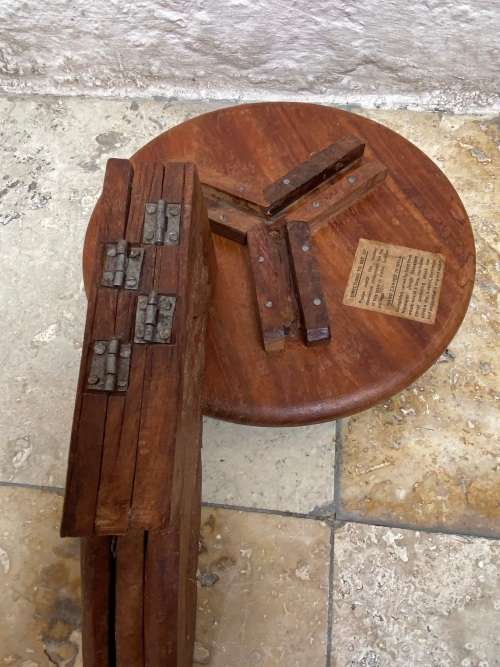 Vintage rosewood India small folding table stand sheesham inlaid detail