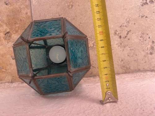 Hexagon glass brass candle lantern