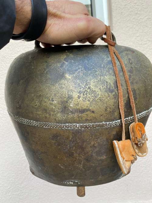 Antique extra large giant  alpine cow bell Swiss