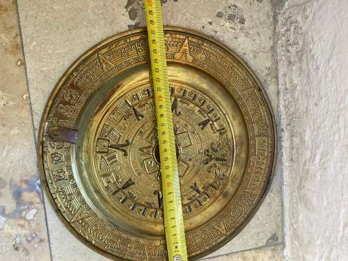 Vintage brass enamel Mexico colourful souvenir wall plate tequila tray
