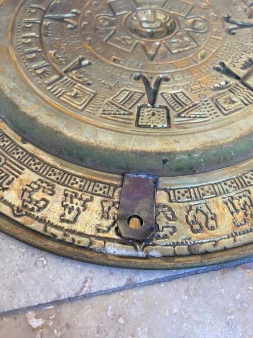 Vintage brass enamel Mexico colourful souvenir wall plate tequila tray